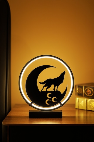 Bozkurt Ve Üç Hilal Metal Led Masa Lambası Dekoratif Işıklı Gece Lambası Türk Motifli Tasarım Aykurt