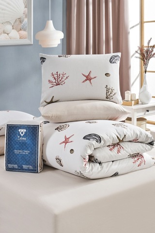 Veramoni Soft Dreams Kumsal Çift Kişilik Pamuklu Desenli Nevresim Takımı - Krem