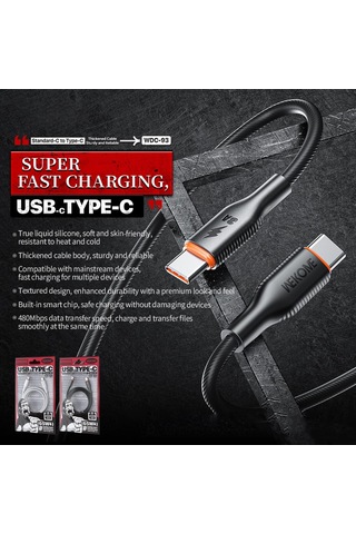 Wk Wdc-93 65w Tip-c Tip-c Silikon Veri Kablosu, Uzunluk: 1.2m Beyaz