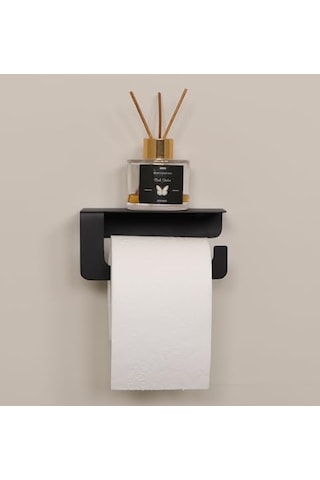 Yapışkanlı Ve Vidalı Mat Siyah Telefon Raflı Tuvalet Kağıtlığı Wc Kağıtlık Tuvalet Kağıdı Askısı Diğer