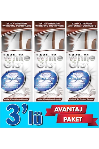 White Glo Çay & Kahve Tüketenlere Beyazlatıcı Diş Macunu 150 G + Diş Fırçası x 3