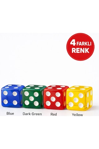 Renkli Plastik Okey Zarı 16 Mm Mavi Yeşil Kırmızı Sarı Zar