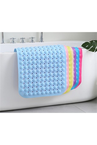 Tenfowee Mavi Pvc Banyo Yuvarlak Emme Çubuğu Anti Kayma Paspası - Banyo, Havuz, Tuvalet İçin 46x46cm - Dürtüsel Ayak Taşı Masajlı, Güvenli Duş Diğer