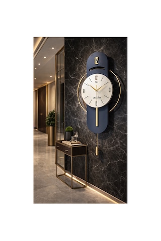 MetaQuartz Aksesuar Exclusive Milano Time Quartz Mekanizmalı Duvar Saati Lacivert - Lake Lacivert
