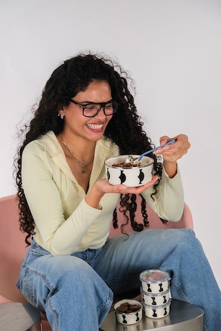 Emaylabxpeppythings Milky Emaye Üçlü Saklama Kabı Seti Ocaklarda Kullanılabilir Siyah - Beyaz