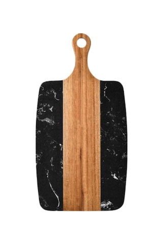 Suntek Kesme Tahtası Ahşap Mermer Barbekü Servis Çok Amaçlı Siyah