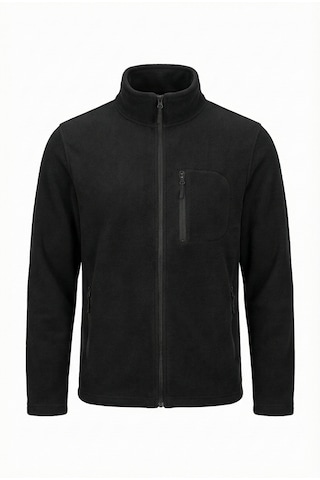 Machi Unisex Siyah Tam Fermuarlı 3 Cepli Yumuşak Polar Ceket Siyah
