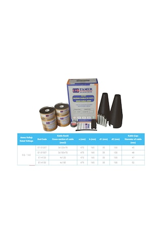 Tamer Bakır Iletkenler Için Reçineli Kablo Ek Muf 3X120+70 06-1Kv