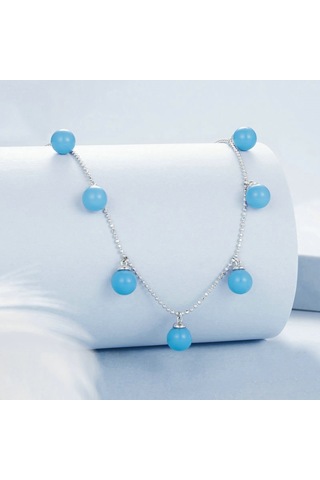 S925 Ayar Gümüş Mavi Turkuaz Çift Aşınma Klavikula Kolye Bsn405 Çok Renkli