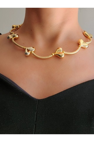 Eva Takı Kalp Model Trend Altın Kaplama Gold Renk Kolye Gold