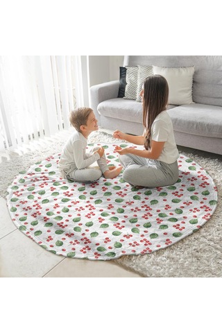 Noel Desenli 47 İnç Yuvarlak Flanel Battaniye, Yetişkin Ve Çocuk İçin, Yumuşak, Rahat Ve Hafif Noel Yemiş Yaprağı