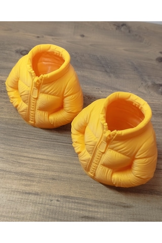 Klc Tasarım Gerçek Şişme Mont Tasarımlı Yüksek Kaliteli 3d Baskı Kalemlik, 8,5 Cm Yükseklik Turuncu