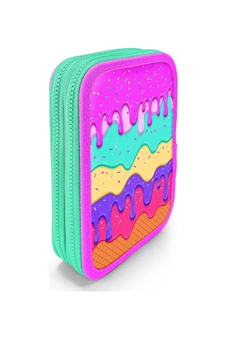 Coral High Organizer İki Katlı Kalem Çantası - Pembe Mor Dondurma, Kız Çocuk, Pembe Mor Dondurma Pembe - Sarı
