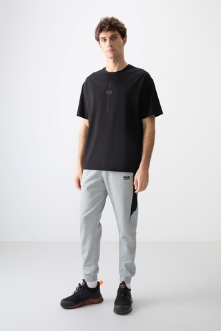 Tommy Life Siyah Pamuklu Kalın Yumuşak Dokulu Oversize Fit Baskılı Erkek T-shirt - 88373 Siyah