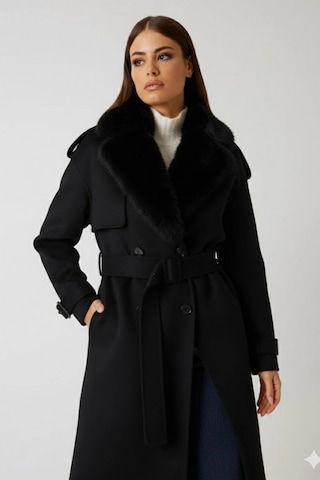 Guess Ella Kadın Siyah Yün Karışımlı Kaban 5bgl027125a-jblk Siyah