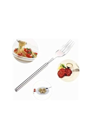 Trendooze Cloud011 Gümüş Barbekü Alet Seti 25,4 Ayar Paslanmaz Çelik Katlanır Çatal Forku Gümüş