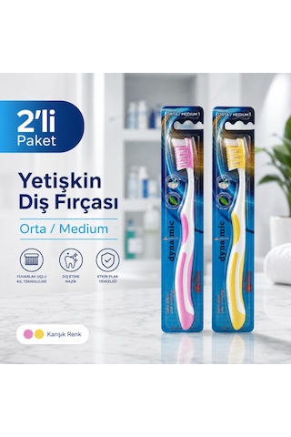 Dynamic Premium Care Medium Orta Diş Fırçası 2 Adet Tekli Ambalajlı Karışık Renk