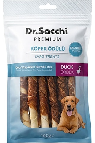 Dr.sacchi Premium Ördek Sargılı Beyaz Sığır Derisi Burgu Çubuk Tahılsız Köpek Ödülü 5 10lu 100 Gr 109-30008.01