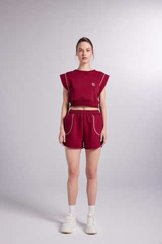 Holly Lolly Crop Kesim Kontrast Dikişli Rhode Tshirt Bordo