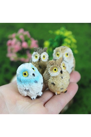 Sones 4 Adet/takım Mini Simülasyon Baykuş Bahçe Dekoratif Hayvan Süsleri