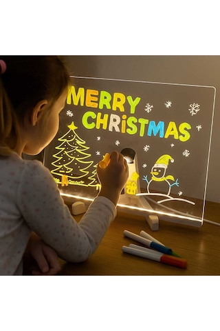 Eğitim ,reklam , Sunum , Öğrenci Yazı Yazma Vb. Çok Amaçlı Led Işıklı Yazı Tahtası 20x30 Beyaz