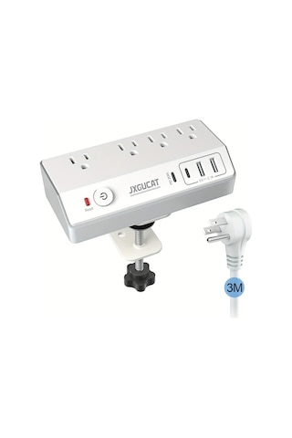 Xuweiwei Pd 20w Hızlı Şarj Jxgucat 4 Çıkışlı 4 Usb Portlu Masaüstü Kıskaçlı Priz Xzh Us Standard Four Hole Clip Model Gray White