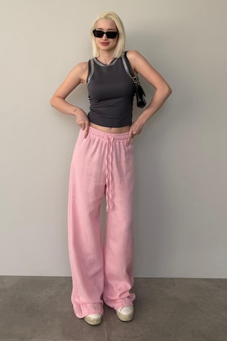 Madmext Pembe Bol Paça Müslin Kadın Pantolon Mg1980 Pembe