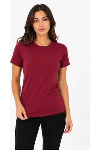 Wear Vexel Kadın Basic Tişört Bisiklet Yaka Kısa Kol Günlük Yazlık Slim Fit T-shirt - Bordo Bordo