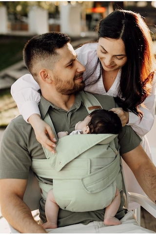 Marsupi Carrier Breeze S/m, Hafif ve Kompakt Bebek Taşıyıcı, 400 G, 15 Kg'a Kadar Destekli Portbebe Yeşil Tek Ebat