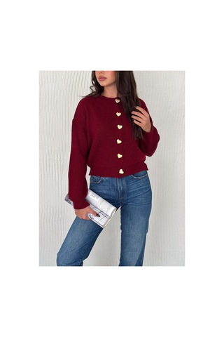 Çınar Boutique Gold Kalp Düğmeli Crop Hırka-siyah - Standart Siyah Siyah
