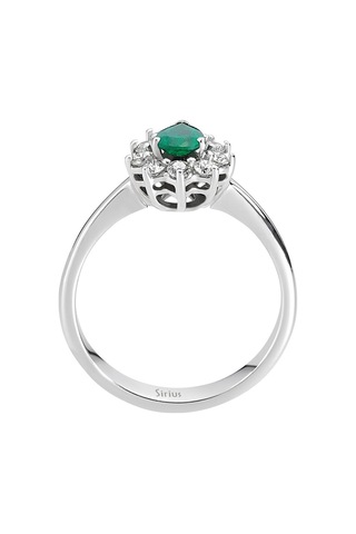 Sirius Pırlanta Damla Kesim Zümrüt Taşlı Anturaj Yüzük 0801R0165