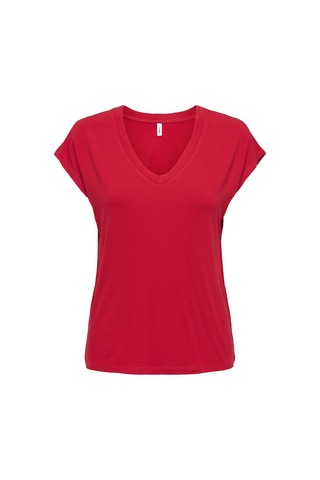 Only Onlrılla S/s V-neck Top Jrs Kadın Kırmızı T-shirt - 15315776