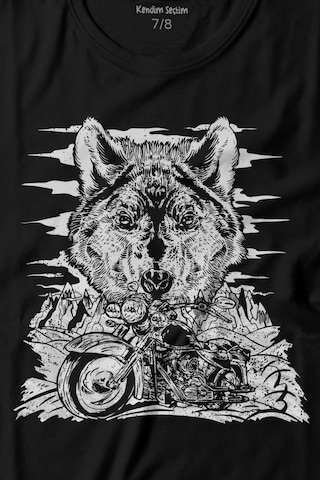 Kendim Seçtim Ride To Wild Wolf And Motorcycle Kurt Ve Motor Outdoor Baskılı Tişört Çocuk T-shirt 001