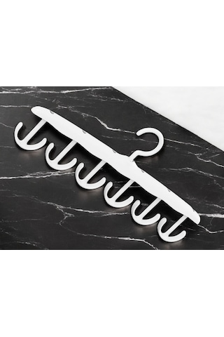 12 Kancalı Çok Amaçlı 360 Döner Başlıklı Dolap İçi Beyaz Askı Beyaz