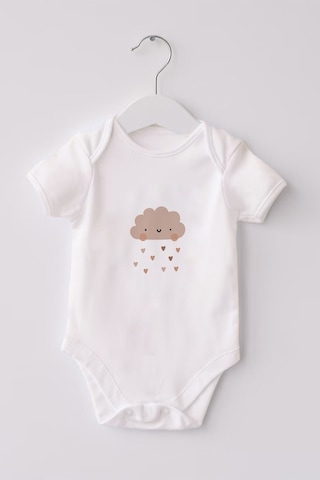 Lilabio %100 Organik Pamuk 3'lü Baskılı Kısa Kollu Bebek Body Beyaz