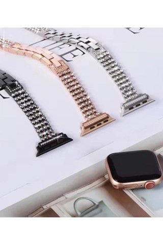Gld-spt- Newface Apple Uyumlu Watch 38mm Live Taşlı Kordon - Rose Gold