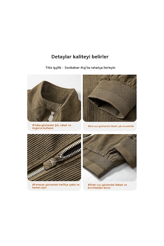 Yeni Kargo Bol Kadife Ceket Haki