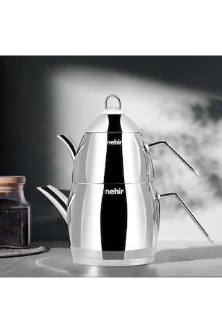 Nehir Florina Midi Orta Boy Paslanmaz Çelik 0.85-1.70 Lt. Çaydanlık Takımı Gri