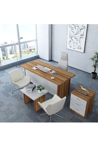 Asil 3'lü Ofis Takımı  Model 9 Ceviz Beyaz