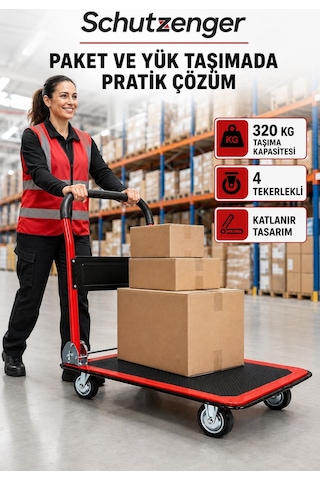 Maksimum 320 Kg Kapasiteli Platformlu Taşıma Arabası Katlanabilir 4 Tekerlekli Yük Ve Koli Taşıma Arabası Tp12