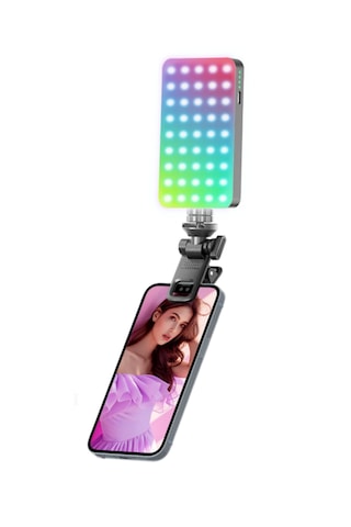Rgb Led Telefon Selfie Işığı Şarjlı Mini Video Çekim Lambası 3000 Mah Canlı Yayın Işığı 2900-9000k Siyah Kırmızı