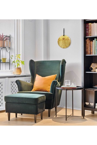 30 Cm Çap - Rönesans Vitruvius Adamı Füzyon Cam Duvar Süsü