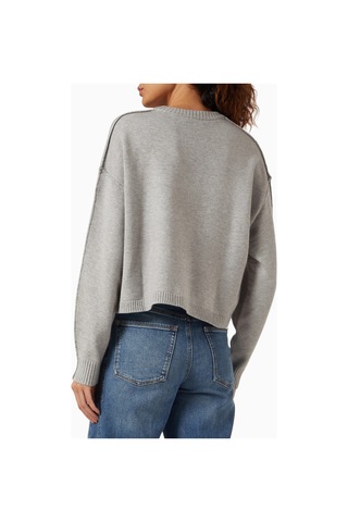 Good American Oversize Crewneck Triko, Rahat - Modern Şık Kadın Kazak Gri