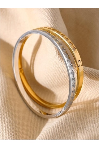 Novahub Altın 60mm Moda Döküm Bileklik Kadınlar İçin Kübik Zirkonya 18k Pvd Kaplama Kadın Bilezik Trendy Takı Altın