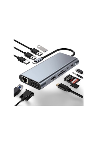 Cosmostech Apple Uyumlu MacBook Pro Air Type-c 11 In 1, 4k Hdmı, Hub, Çevirici