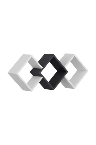 Galaxy Duvar Rafı Ahşap Siyah - Beyaz Antrasit Beyaz Antrasit