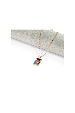 Çelik Kolye Koç Burcu Renkli Tarot Model K-137 Altın