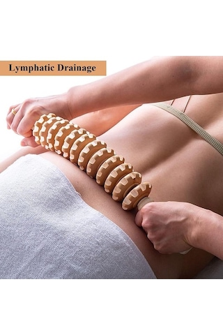 Didadodo Ahşap Terapi Selülit Tetik Noktası Çubuk Rulo, Lenfatik Drenaj Anti Selülit Kas Serbest Bırakma Rulo Lenfatik Drenaj Masaj Aracı Kahverengi