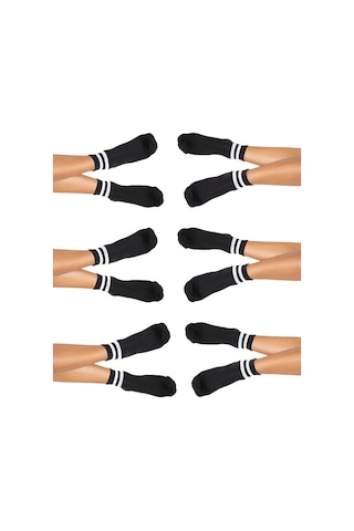 Hepsine Rakip Unisex Çizgili Pamuklu Tenis Ekonomik Spor Kısa Çorap 6'lı