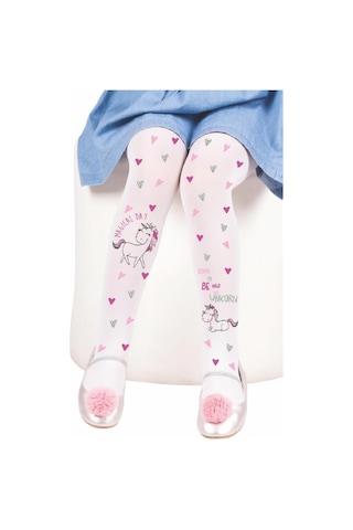 Daymod Çocuk Unicorn Desenli Mus Külotlu Çorap Çisem Pembe Kalpli